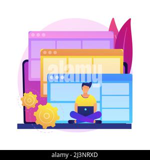 Website template abstract concept vector illustration. Landing page html template, website building service, commercial and personal use, web construc Stock Vector