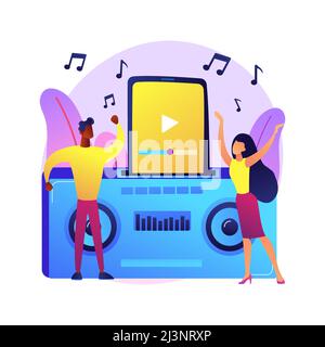 Docking station abstract concept vector illustration. Audio docking station, electronic device, play music, charging battery, connect headset, wireles Stock Vector