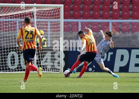 Stadio Via del Mare, Lecce, Italy, April 09, 2022, Massimo Coda (US Lecce)  during  US Lecce vs SPAL - Italian soccer Serie B match Stock Photo