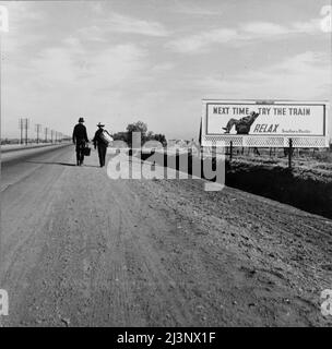 Toward Los Angeles, California. ['Next Time Try the Train - Relax - Southern Pacific']. Stock Photo