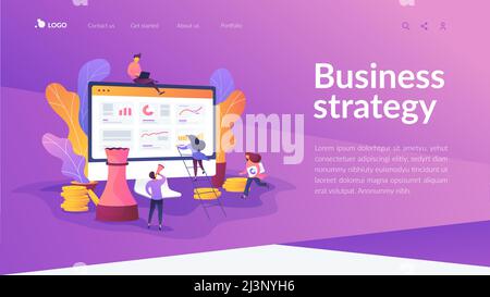 Consulting, expert advice, business strategy and support concept on white background. Website interface UI template. Landing web page with infographic Stock Vector