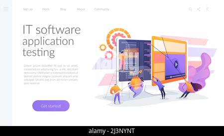 Debugging development process. Programmer work. Game programming. IT software application testing, quality assurance, QA team and bug fixing concept. Stock Vector