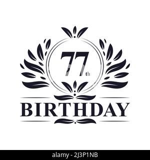 77th Birthday Design, luxurious golden color 77 years Birthday celebration. Stock Vector