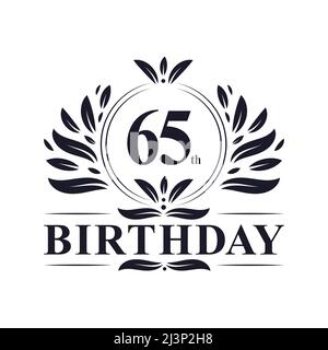 65th Birthday Design, luxurious golden color 65 years Birthday celebration. Stock Vector