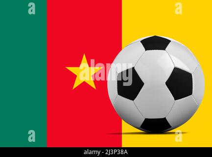 Blank Soccer ball with Cameroon national team flag. Stock Photo