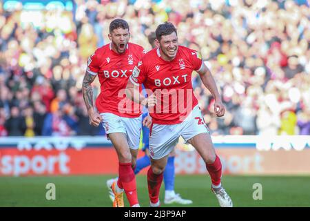 Scott McKenna #26 of Nottingham Forest celebrates scoring Stock Photo