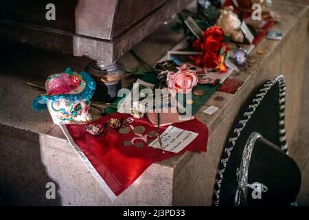 Offerings at Maximilian of Mexico sarcophagus at the Imperial Burial Vault, the Habsburg Dynasty Crypt - Vienna, Austria Stock Photo