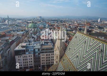 Aerial view of Vienna and St Stephens Cathedral (Stephansdom) - Vienna, Austria Stock Photo