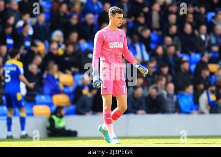 Nik Tzanev #1 of AFC Wimbledon seen during the match. Stock Photo