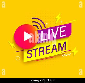 Live stream symbol with wifi and play button. Stock Vector