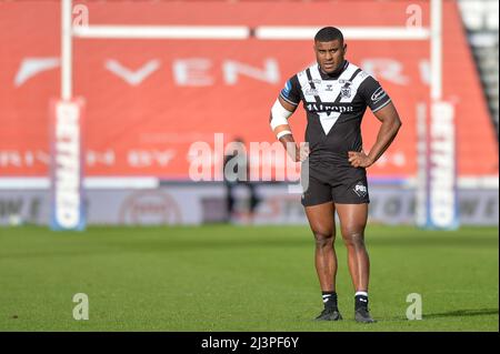 Huddersfield, England - 9th April 2022 - Joe Lovodua (14) of Hull FC. Rugby League Betfred Super Challenge Cup Quarter Finals Huddersfield Giants vs Hull FC at John Smith's Stadium, Huddersfield, UK  Dean Williams Stock Photo