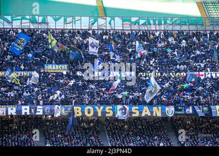 Milan, Italy - april 10 2022 - Inter-Hellas Verona serie A - curva nord  f.c. internazionale Stock Photo - Alamy