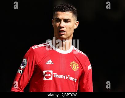 Liverpool, England, 9th April 2022.   Cristiano Ronaldo of Manchester United during the Premier League match at Goodison Park, Liverpool. Picture credit should read: Darren Staples / Sportimage Stock Photo
