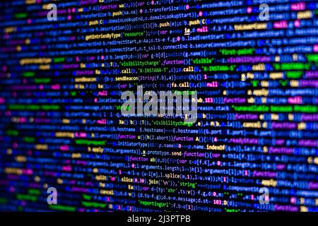 Code background. Web programming language written by the developer. HTML, CSS, javascript and web programming codes in code editor Stock Photo