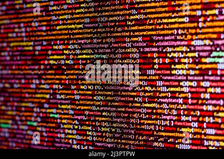 Code background. Web programming language written by the developer. HTML, CSS, javascript and web programming codes in code editor Stock Photo