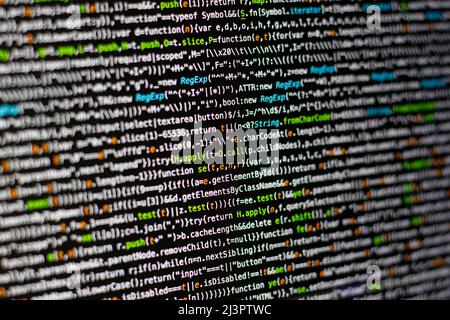 Code background. Web programming language written by the developer. HTML, CSS, javascript and web programming codes in code editor Stock Photo