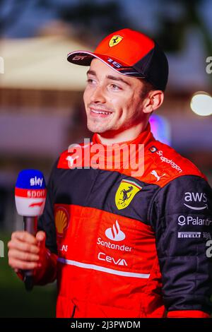 Melbourne, Victoria, Australia. 9th Apr, 2022. CHARLES LECLERC (Scuderia Ferrari) does an interview after qualifying on pole for the Formula One Australian Grand Prix, at Albert Park. (Credit Image: © Chris Putnam/ZUMA Press Wire) Stock Photo