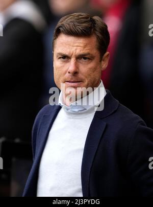 Sheffield, England, 9th April 2022.  Scott Parker manager of Bournemouth during the Sky Bet Championship match at Bramall Lane, Sheffield. Picture credit should read: Andrew Yates / Sportimage Stock Photo