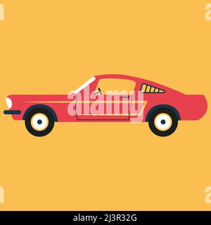 Old retro car in flat style isolated Stock Vector