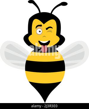 Vector character illustration of a cartoon bee winking and sticking out its tongue Stock Vector