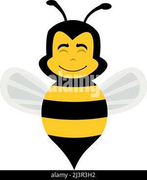 Vector illustration of the face of a cartoon bee with a happy expression Stock Vector