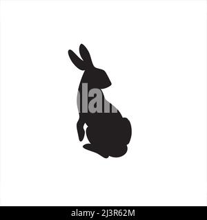 Black silhouette of hare. Isolated on white background. Stock Vector
