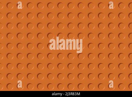 Orange plastic surface with embossed circles. Seamless pattern. 3d illustration. Stock Photo