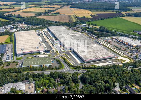 Aerial view, Unna / Kamen industrial estate with P3 Kamen logistics park, Kamen, Ruhr region, North Rhine-Westphalia, Germany, Luftbild, Gewerbegebiet
