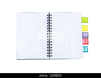 Notebook isolated on white background. Paper Notebook. Blank notepad. Stock Photo