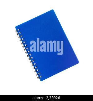 Notebook isolated on white background. Blue Paper Notebook. Blank notepad. Stock Photo