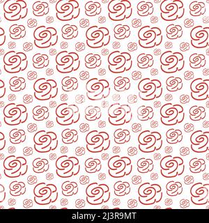 Seamless floral pattern of red rose buds in a trendy shade. Outline drawing by hand. Abstract background. Texture. Wallpaper. Good for printing on fabric, paper napkins, towel and wrapping paper. Stock Vector