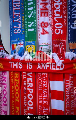 Red Liverpool Football Club scarves Stock Photo