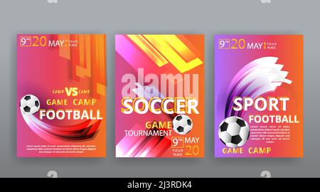 Football or Soccer competition vector flyer template, realistic soccer ball, motion realistic luxury trendy vector background Stock Vector