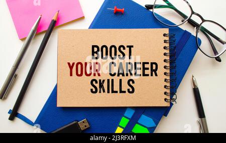 Soft skills text concept write on notebook Stock Photo