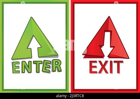 Exit and enter vector icons. Flat design. Vector Illustration on white background. Stock Vector