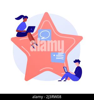 User feedback. Internet questionnaire, online survey, ranking system. Service clients opinion expression. Users with laptops cartoon characters. Vecto Stock Vector