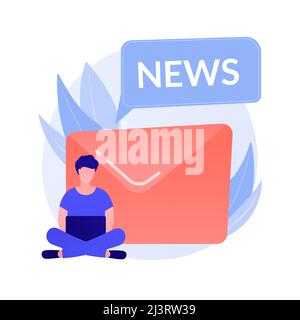 Newsletter subscription. Modern pastime, online news reading, internet mail. Spam advertisement, phishing letter, scam idea design element. Vector iso Stock Vector