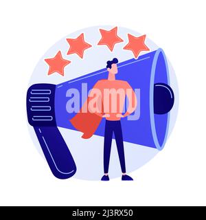 PR and marketing campaign. Propaganda, news, broadcasting. Public relations agency. Megaphone and ranking stars isolated flat design element. Vector i Stock Vector