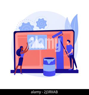 Graphic design video tutorial. Traditional art Internet course. Painter online masterclass. Web designer distance class. Painting, e learning, educati Stock Vector