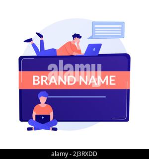 Brand name innovation. Marketers team, corporate branding, designers teamwork. Company identity creating and development design element. Vector isolat Stock Vector