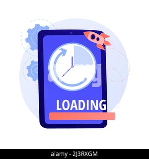Loading speed boost. Fast internet browser, modern online technology, accelerated download time. Smartphone performance optimization, improvement. Vec Stock Vector