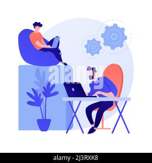 Technical support. System calibration, software configuration, settings adjustments. Professional computer maintenance service, technician occupation. Stock Vector