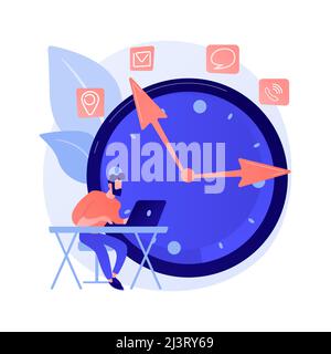Man working with laptop cartoon character. Freelancer using computer. Freelance business, remote job, distant work. Time managementt. Home office. Vec Stock Vector