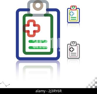 Medical health clipboard colorful line icon with plus sign medicine or prescription Stock Vector