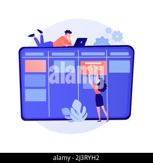 Scheduling. Forming and filling timetable. Digital calendar. Time management, arranging, controlling. Optimizing, effective plans organization. Vector Stock Vector