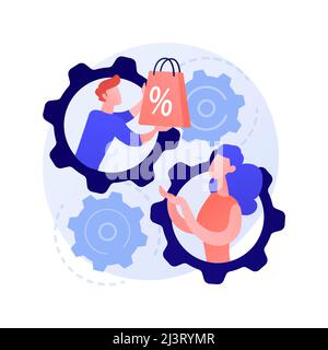 Face to face selling method. Personalized shopping, sales assistant and buyer cooperation, sales promotion. Personalized marketing strategy. Vector is Stock Vector