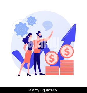 Income increase strategy. Business management, stock brokers statistics, financiers forecast. Financial market experts analyzing growth rates. Vector Stock Vector
