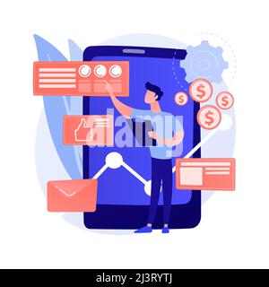 Analytics and data science. Database analysis, statistical report, information processing automation. Datacenter expert making report. Vector isolated Stock Vector