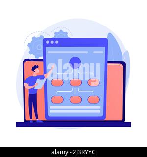 Web hosting service. Information chains and content management. Networking, connection, synchronization. Internet server, data storage. Vector isolate Stock Vector