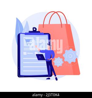 Order tracking program, convenient service. Shopping list, basket content, purchase package. Mobile software, smartphone application. Vector isolated Stock Vector